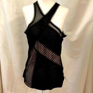 NWT BCBGMaxAzria NEW Black Mesh Katlin Top